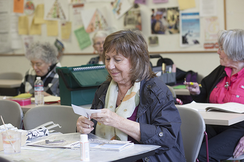 Older Adult Collaging class